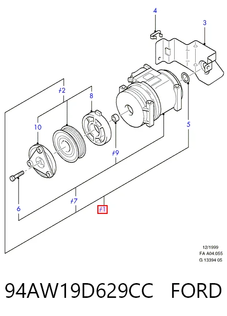 Compressor de aparelho de ar condicionado Ford Escort '91 EXPRESS AVL