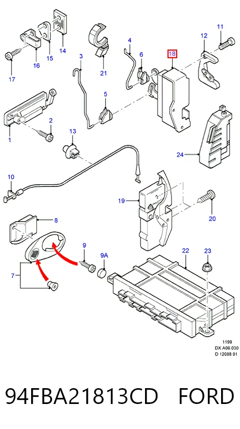 Fecho da porta dianteira esquerda para Ford Fiesta Mk3 GFJ