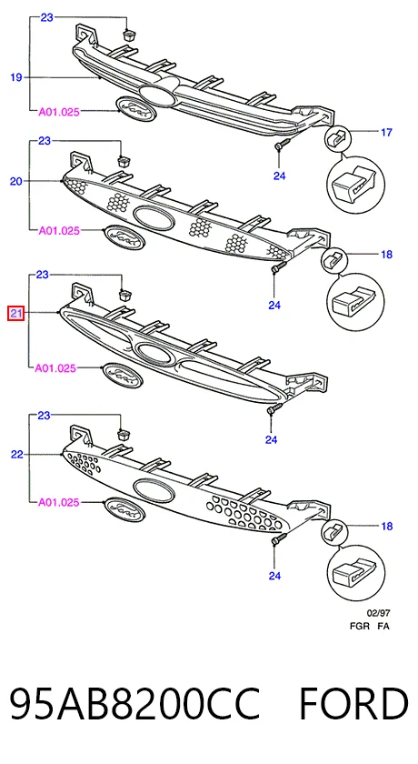 Grelha do radiador para Ford Escort VII GAL, ANL