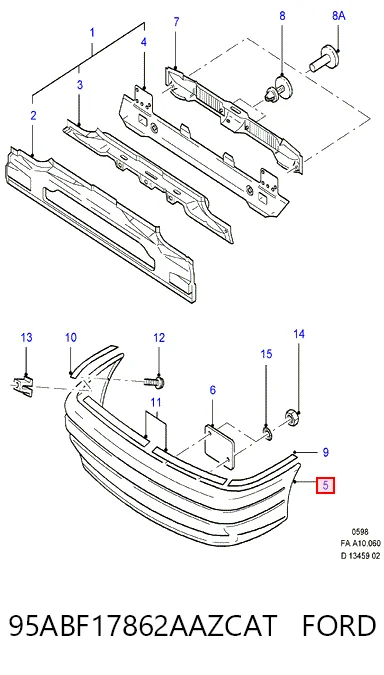 Pára-choque traseiro para Ford Escort VII GAL, AFL