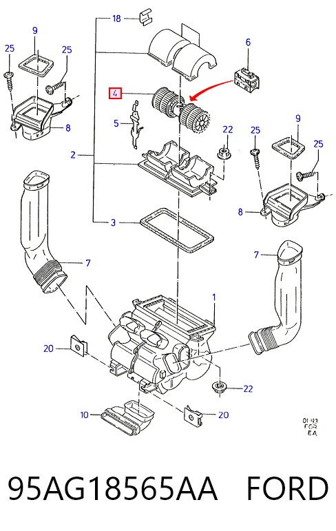 Motor de ventilador de forno (de aquecedor de salão) para Ford Escort VII GAL, AFL