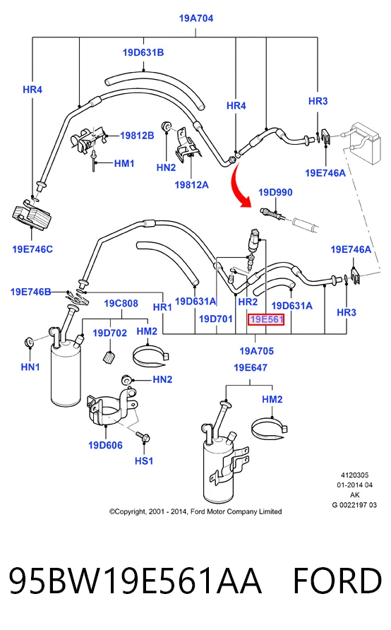 95BW19E561AA Ford Sensor de pressão absoluta de aparelho de ar condicionado