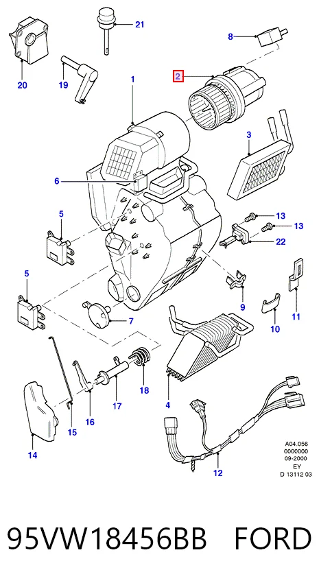 95VW18456BB Ford Motor de ventilador de forno (de aquecedor de salão)
