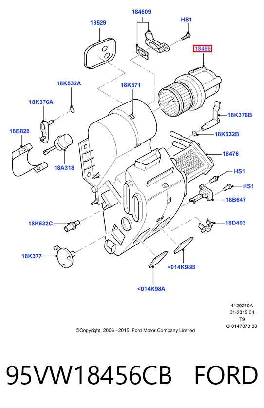 95VW18456CB Ford Motor de ventilador de forno (de aquecedor de salão)