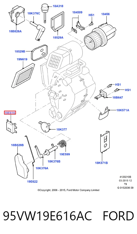 Acionamento de comporta de forno Ford Transit V V184/5