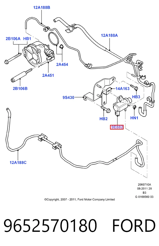 9652570180 Ford Convertidor de pressão (solenoide) de supercompressão