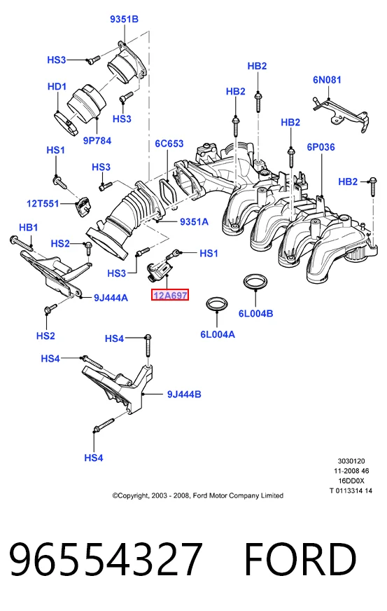 96554327 Ford Sensor de temperatura da mistura de ar