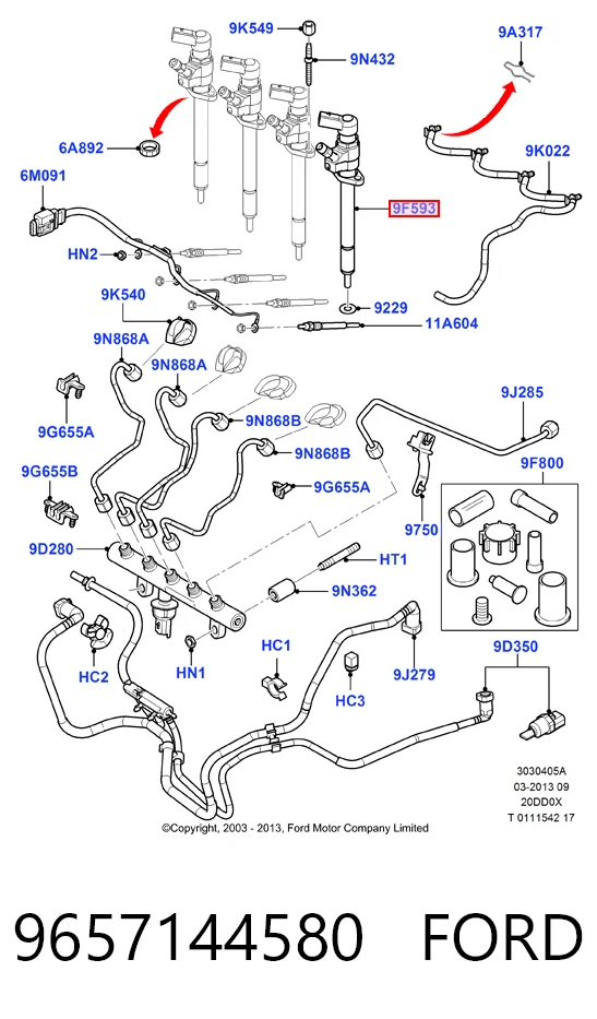 Injetor de injeção de combustível VAG 9657144580