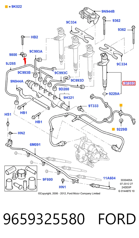 9659325580 Ford Injetor de injeção de combustível