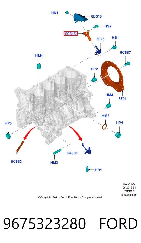 9675323280 Ford Sensor de posição (de revoluções) de cambota