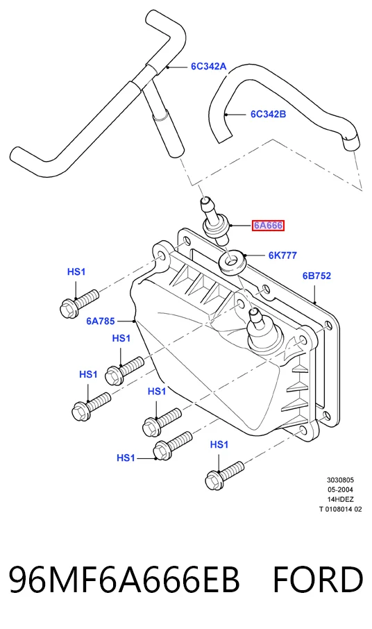 Válvula PCV de ventilação dos gases de cárter Ford Fiesta Mk5 JH, JD