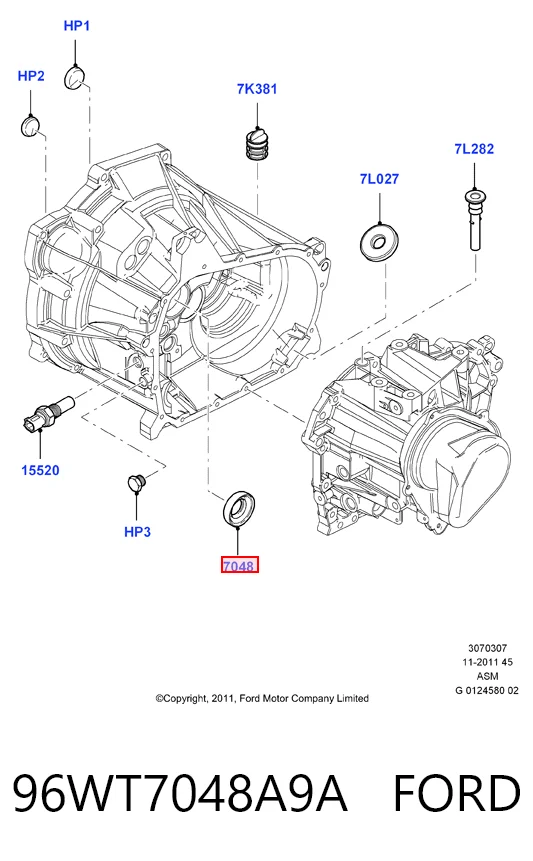 96WT7048A9A Ford Vedação da Caixa Automática de Mudança (de árvore de saída/primária)