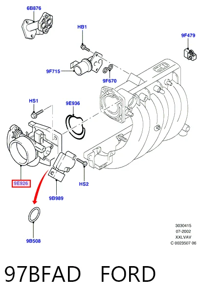  Válvula de borboleta montada Ford Ka hatchback (RBT) (1996 - 2008) 