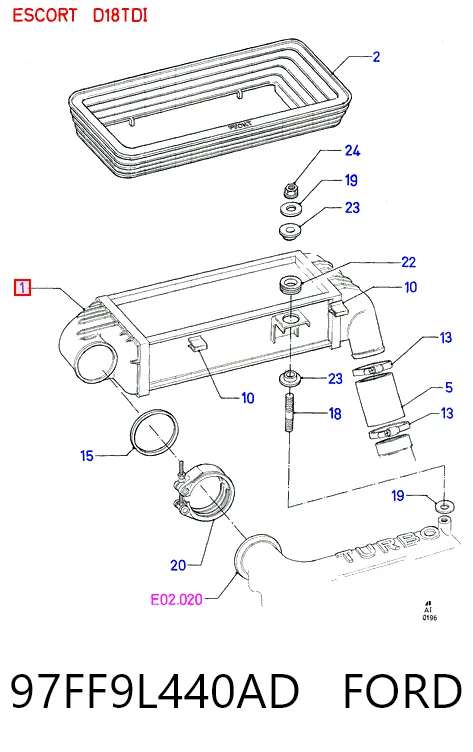 Radiador de intercooler Ford Mondeo II BFP