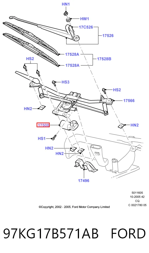 Motor de limpador pára-brisas do pára-brisas para Ford Ka  RBT