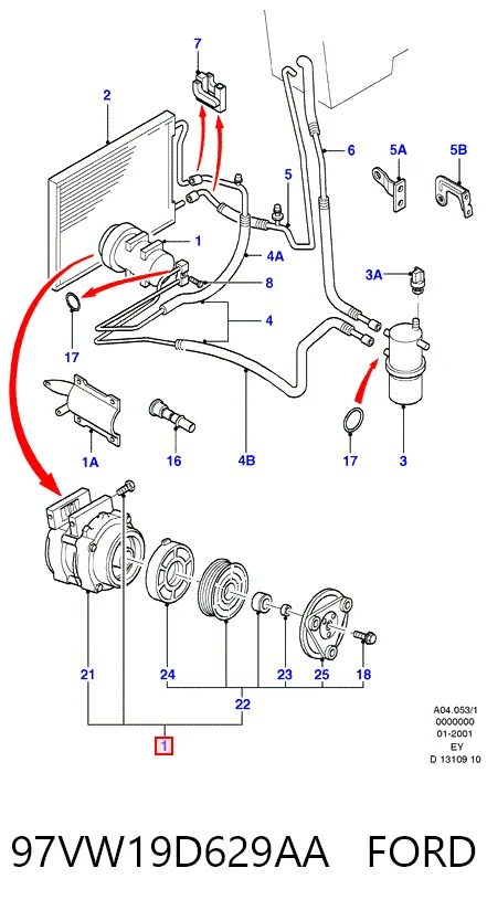 97VW19D629AA Ford Compressor de aparelho de ar condicionado