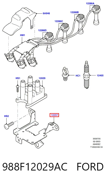 988F12029AC Ford Bobina de ignição