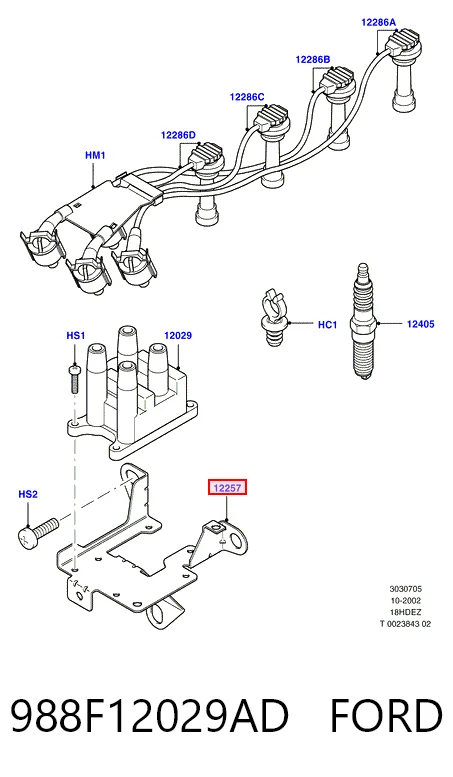 988F12029AD Ford Bobina de ignição