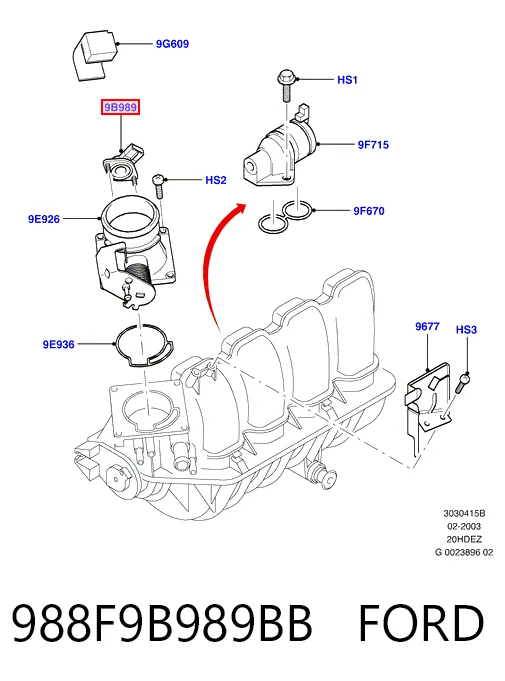 988F9B989BB Ford Sensor de posição da válvula de borboleta (potenciômetro)