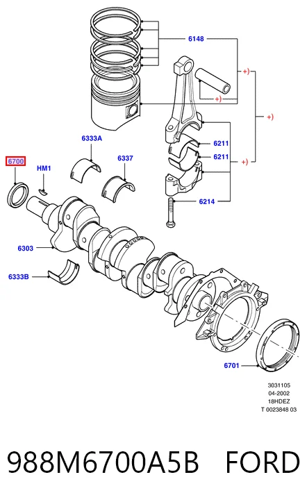 Vedação dianteira de cambota de motor Ford Fiesta Mk2 FBD