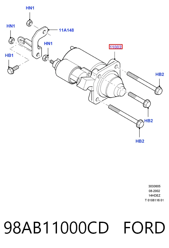 98AB11000CD Ford Motor de arranco