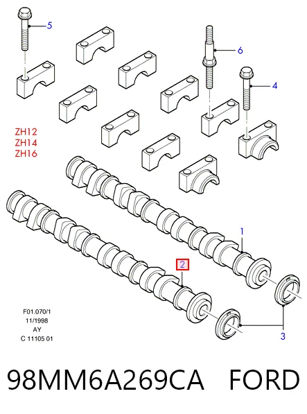  Engrenagem de cadeia da roda dentada da árvore distribuidora de motor Citroen C4 PICASSO I monovolume (UD) (2006 - 2013) PICASSO I