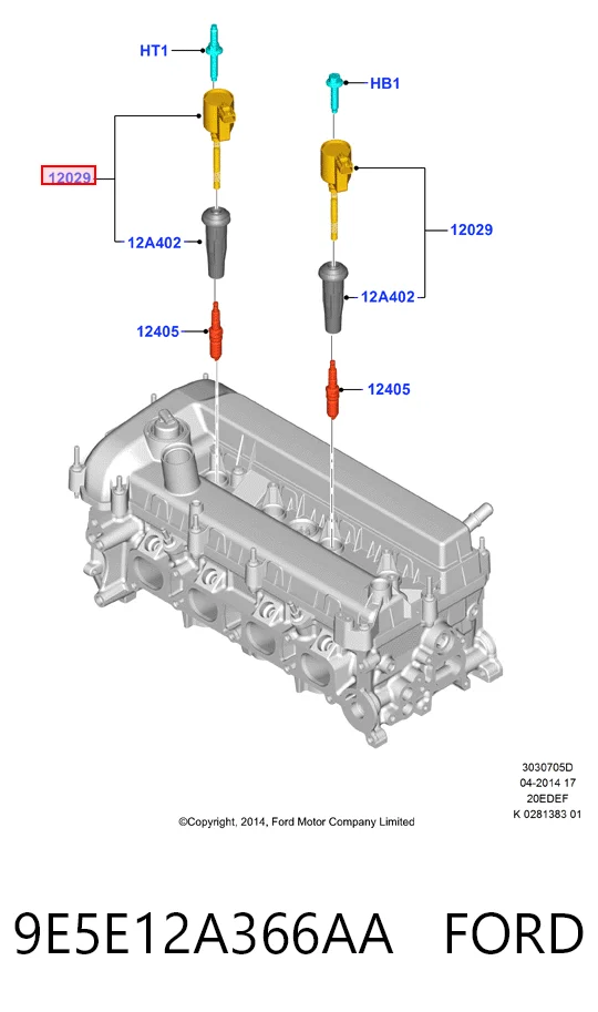 9E5E12A366AA Ford Bobina de ignição