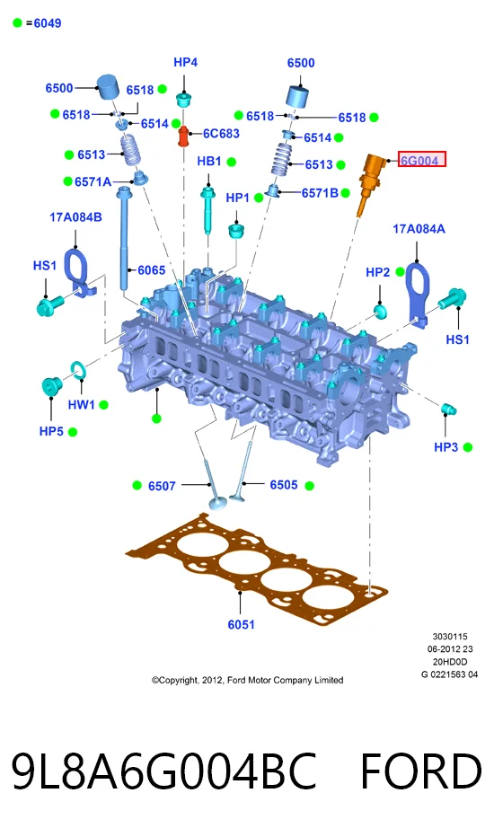 9L8A6G004BC Ford Sensor de temperatura de óleo de motor