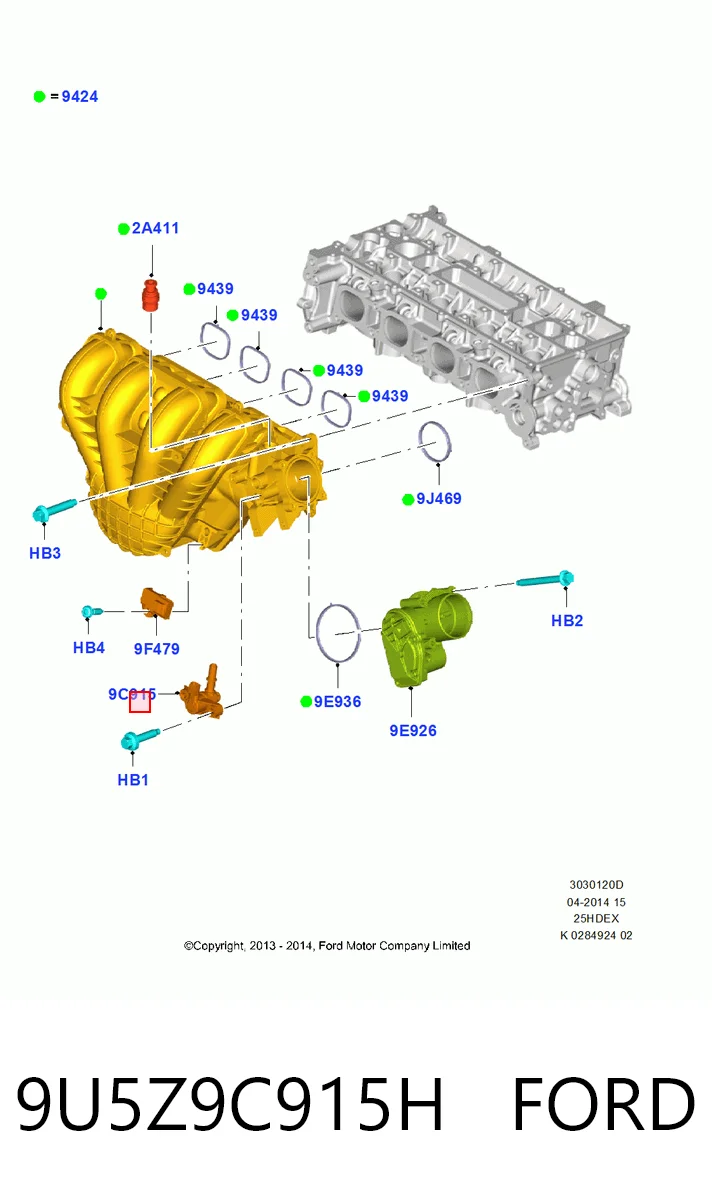 9U5Z9C915H Ford Válvula de ventilação dos gases do tanque de combustível