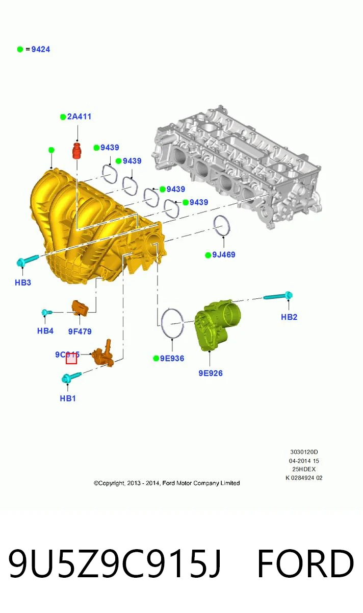 9U5Z9C915J Ford Válvula de ventilação dos gases do tanque de combustível