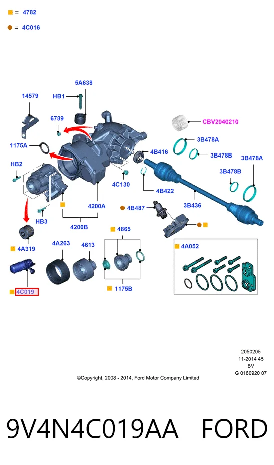 9V4N4C019AA Ford Bomba de acoplamento Haldex