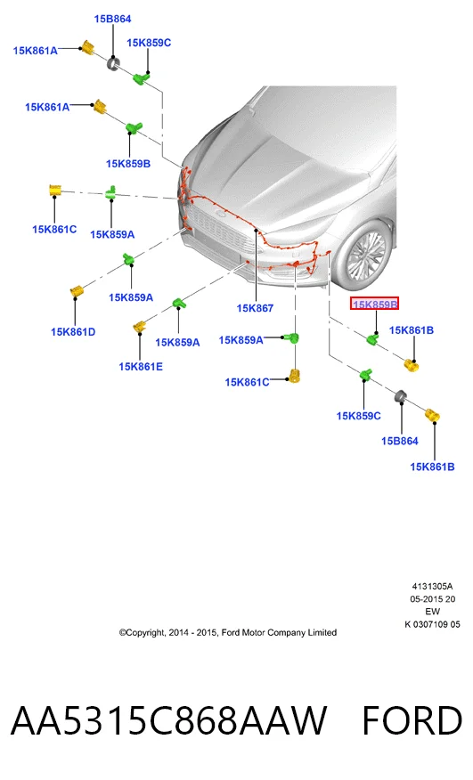AA5315C868AAW Ford Sensor dianteiro lateral de sinalização de estacionamento (sensor de estacionamento)