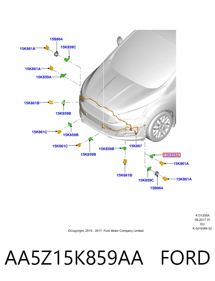 AA5Z15K859AA Ford Sensor dianteiro lateral de sinalização de estacionamento (sensor de estacionamento)