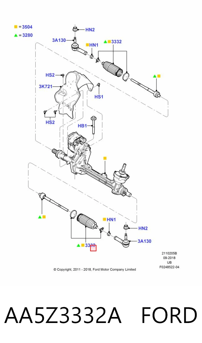  Bota de proteção do mecanismo de direção (de cremalheira) Ford Explorer SUV (U5) (2011 - 2019) 