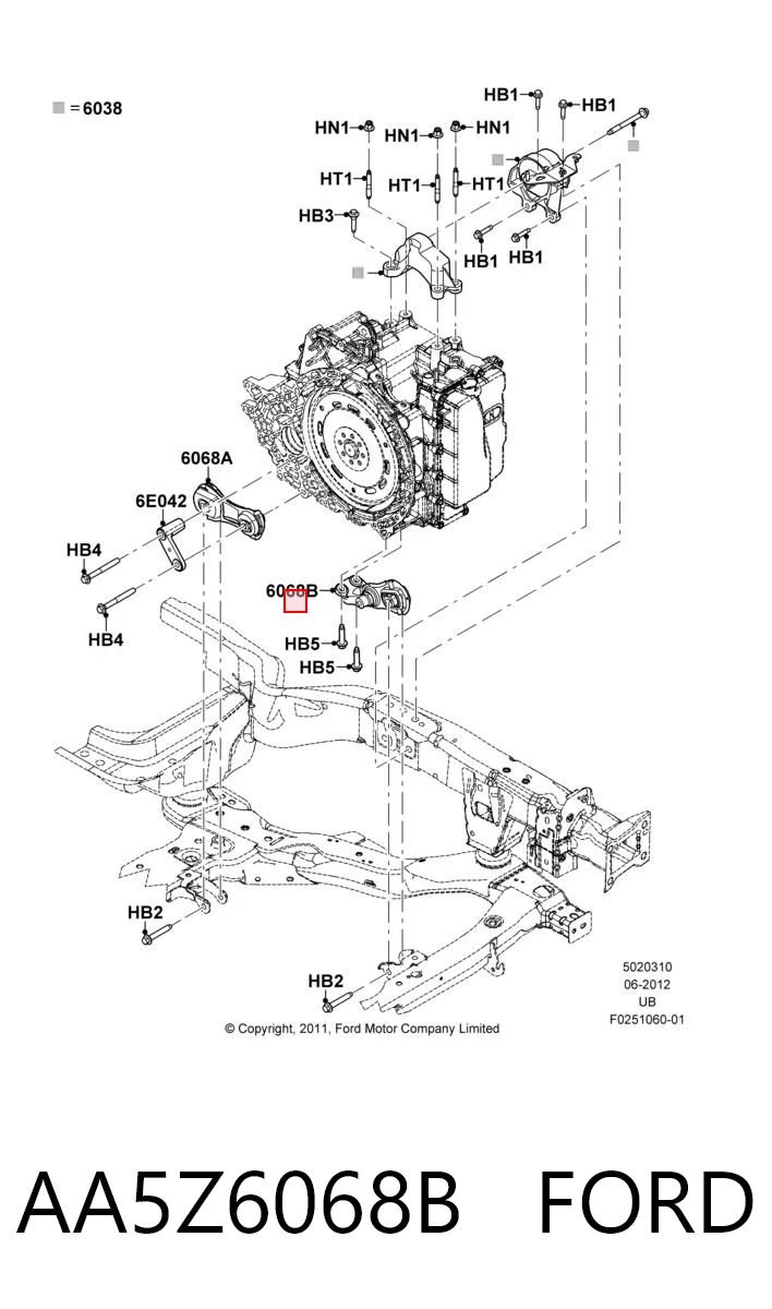 AA5Z6068B Ford Coxim (suporte) dianteiro de motor