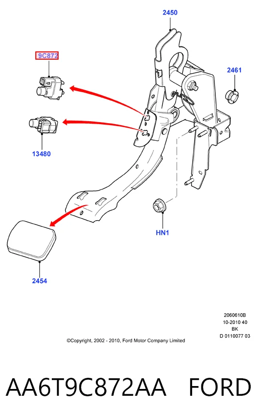 AA6T9C872AA Ford Sensor de ativação do sinal de parada