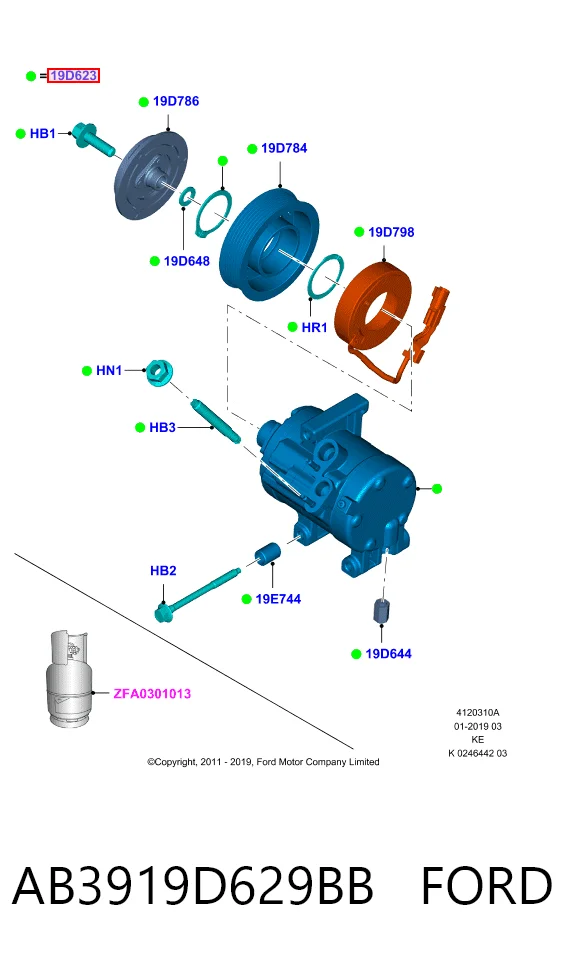 AB3919D629BB Ford Compressor de aparelho de ar condicionado