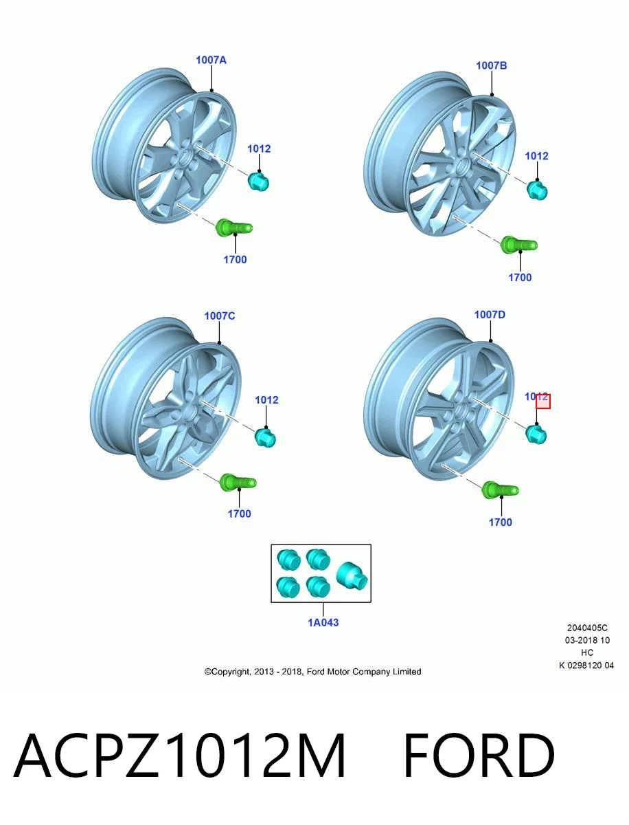 ACPZ1012M Ford Porca de roda