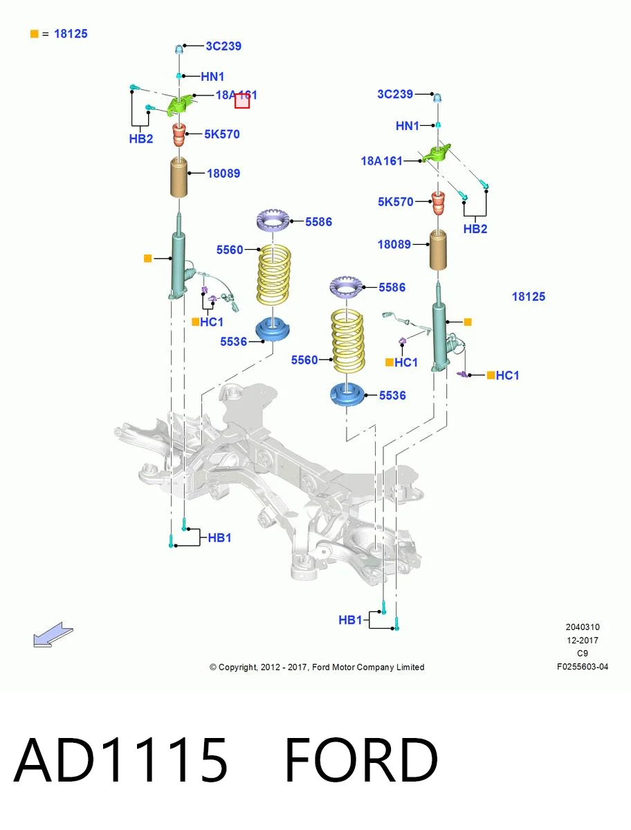 AD1115 Ford Suporte de amortecedor traseiro