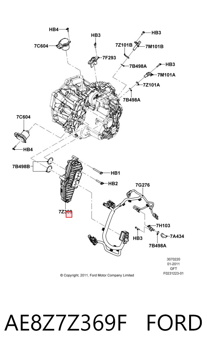 AE8Z7Z369F Ford Módulo de direção (Centralina eletrônica) da Caixa Automática de Mudança eletrônica