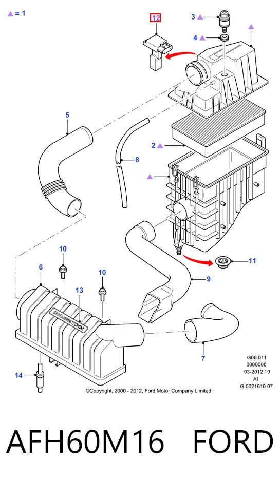 AFH60M16 Ford Sensor de fluxo (consumo) de ar, medidor de consumo M.A.F. - (Mass Airflow)