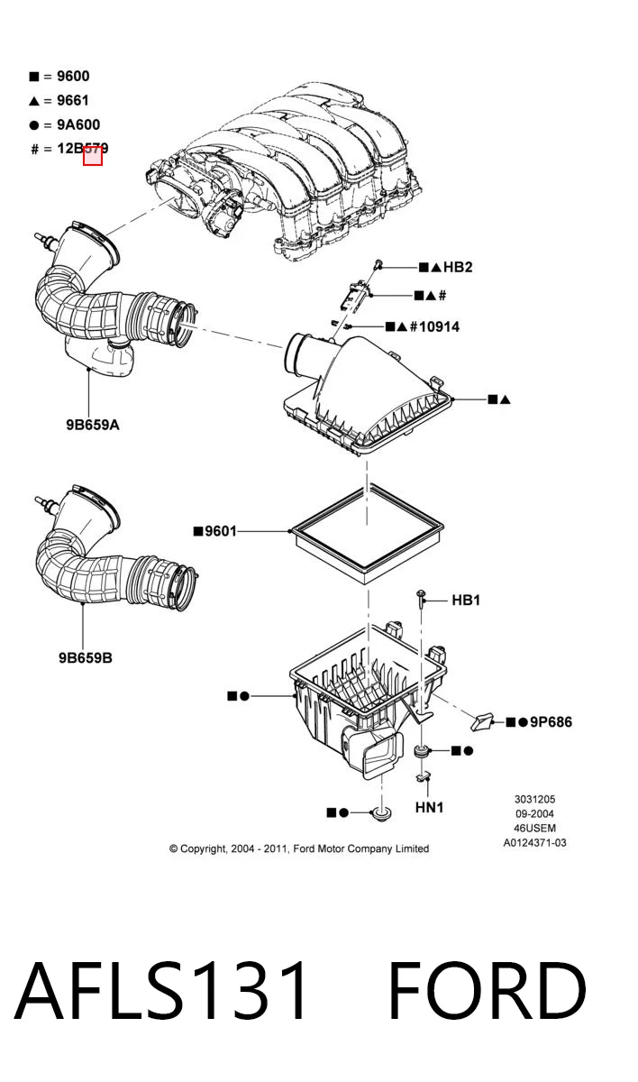 Sensor de fluxo (consumo) de ar, medidor de consumo M.A.F. - (Mass Airflow) Ford Edge I SUV (U387) (2006 - 2014) I