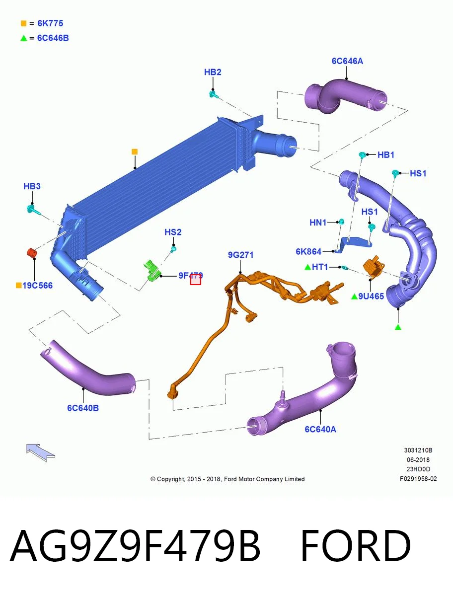 AG9Z9F479B Ford Sensor de pressão no coletor de admissão, MAP