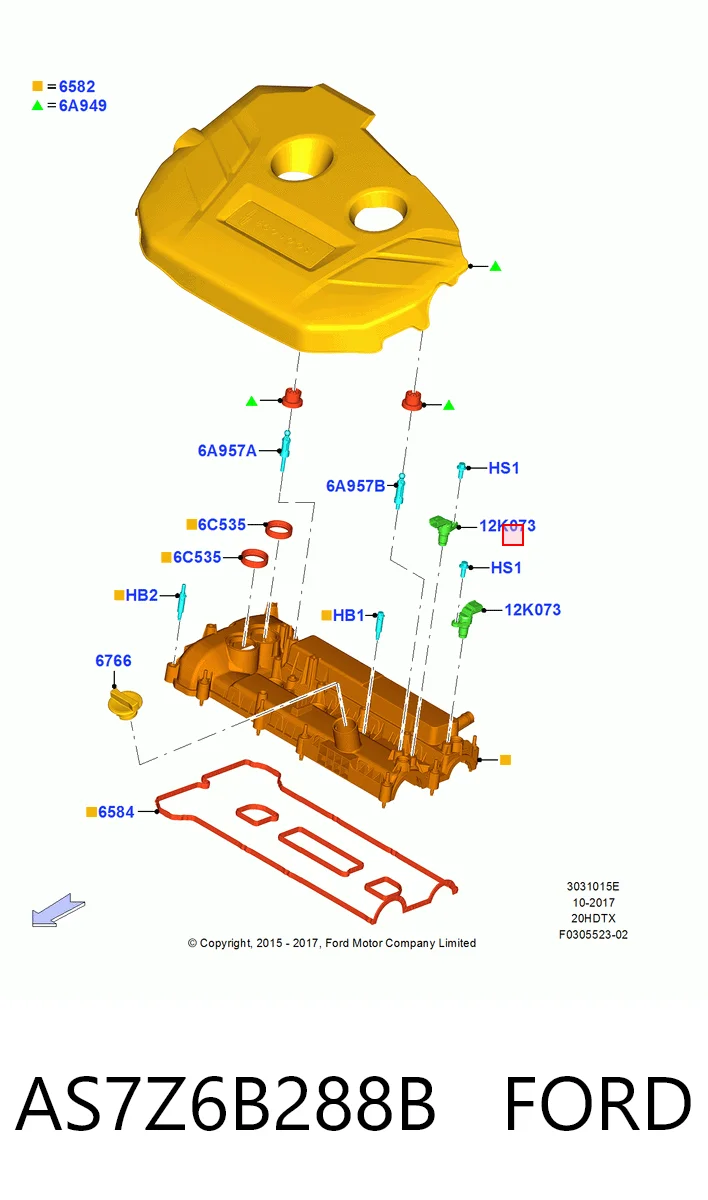 AS7Z6B288B Ford Sensor de posição da árvore distribuidora