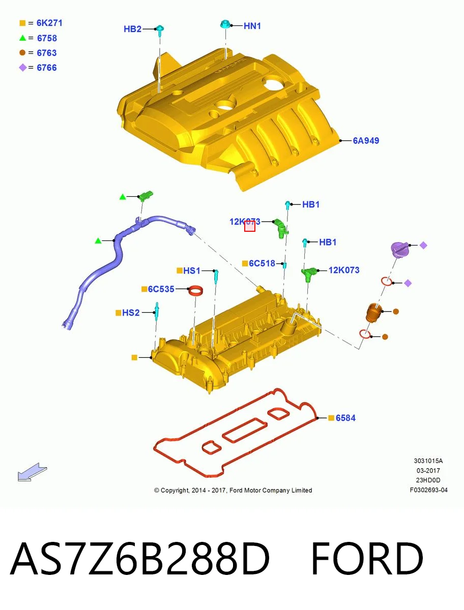 AS7Z6B288D Ford Sensor de posição da árvore distribuidora