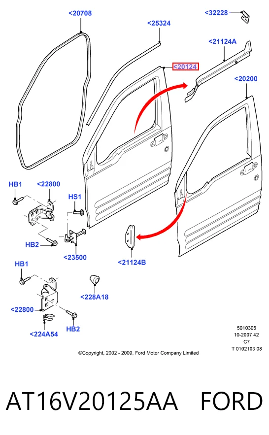 Porta dianteira esquerda Ford Connect  TC7