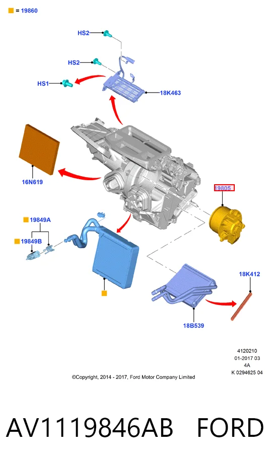 AV1119846AB Ford Motor de ventilador de forno (de aquecedor de salão)