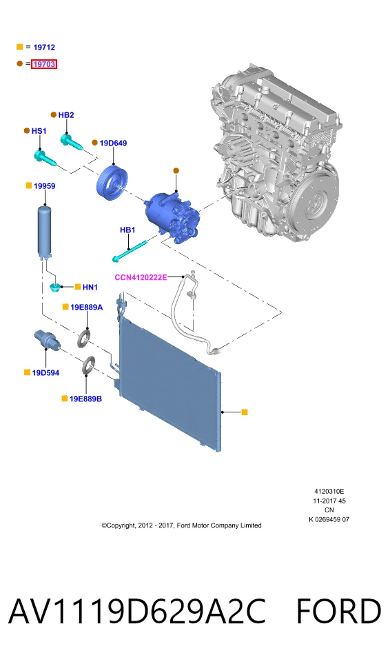 AV1119D629A2C Ford Compressor de aparelho de ar condicionado