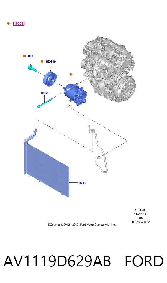 AV1119D629AB Ford Compressor de aparelho de ar condicionado