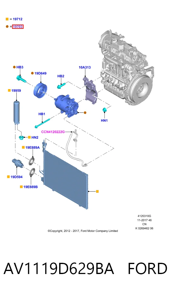 AV1119D629BA Ford Compressor de aparelho de ar condicionado
